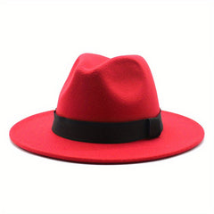 Solid Fedora Hat Vintage Wide Brim Jazz Hat For Men Women