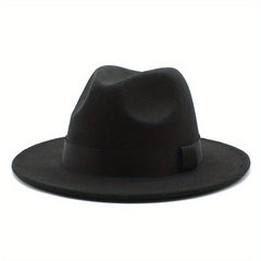 Solid Fedora Hat Vintage Wide Brim Jazz Hat For Men Women