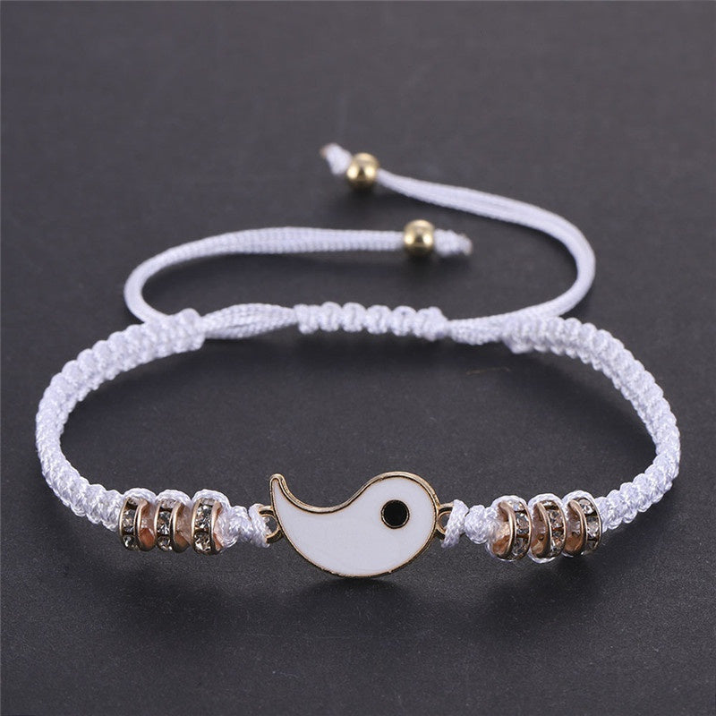 Yin Yang Beads Adjustable Bracelet Friendship Relationship Gift