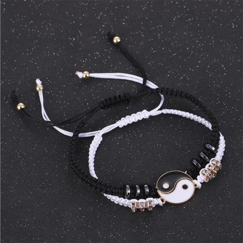 Yin Yang Beads Adjustable Bracelet Friendship Relationship Gift