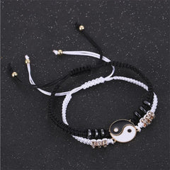 Yin Yang Beads Adjustable Bracelet Friendship Relationship Gift
