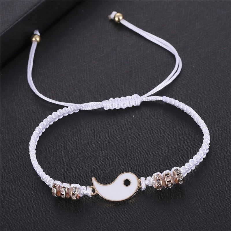 Yin Yang Beads Adjustable Bracelet Friendship Relationship Gift