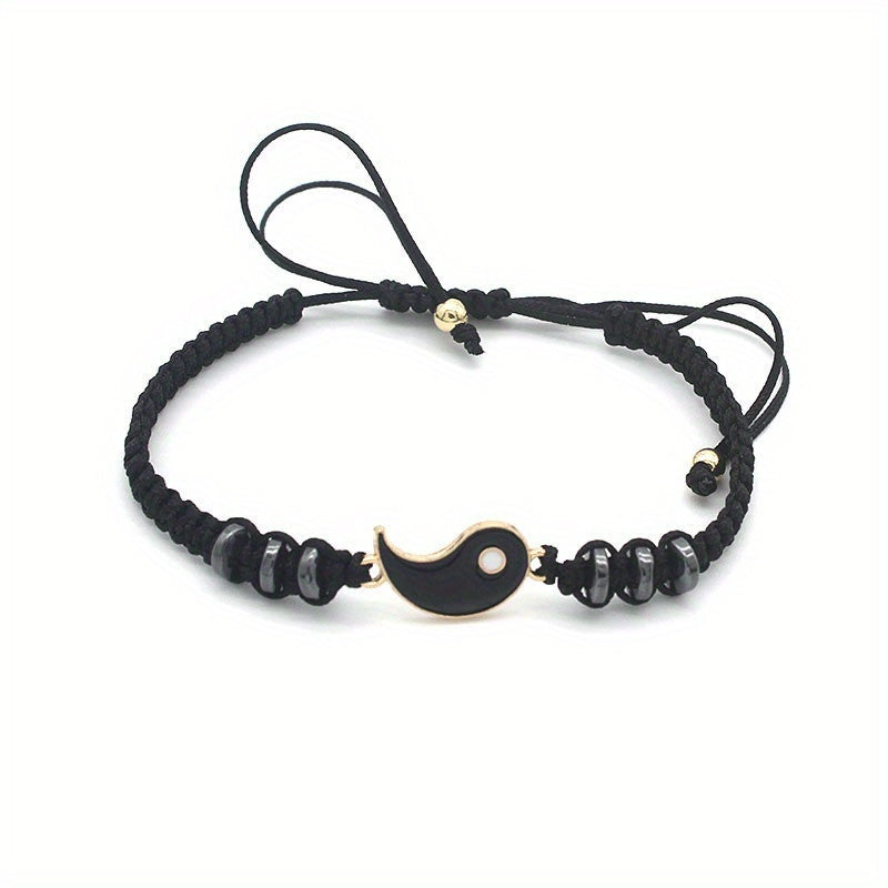 Yin Yang Beads Adjustable Bracelet Friendship Relationship Gift