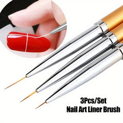 3pcs Nail Art Liner Brush Set for Gel Polish Manicure
