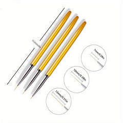 3pcs Nail Art Liner Brush Set for Gel Polish Manicure