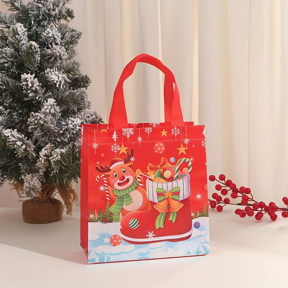 4pcs Reusable Xmas Gift Bags With Handles, Christmas Treat Bags
