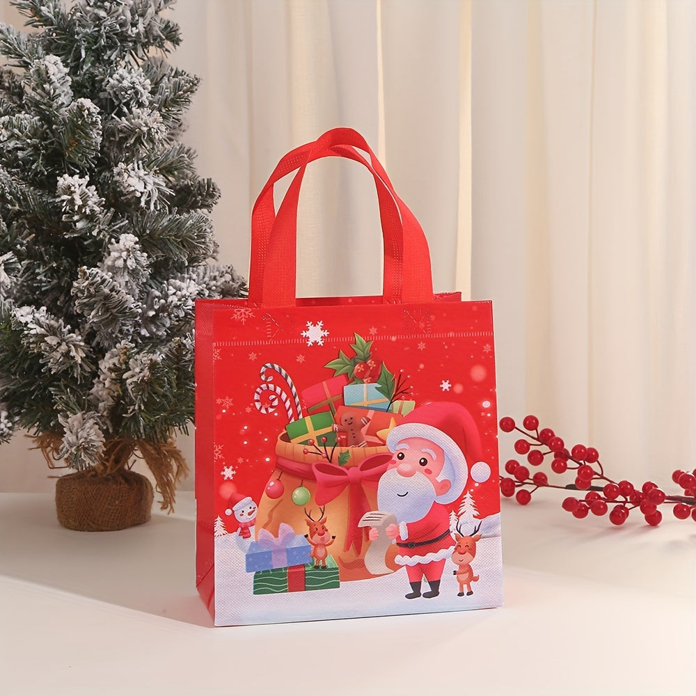 4pcs Reusable Xmas Gift Bags With Handles, Christmas Treat Bags