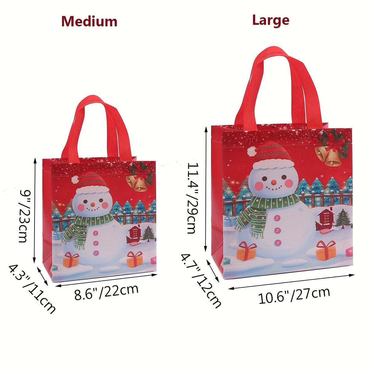 4pcs Reusable Xmas Gift Bags With Handles, Christmas Treat Bags
