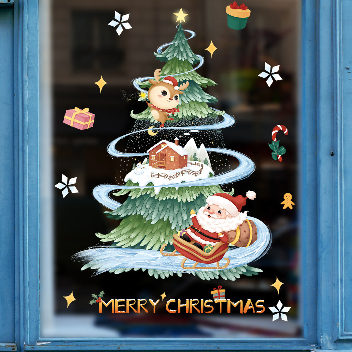 Christmas Stickers Glass Display Windows Christmas Decorations