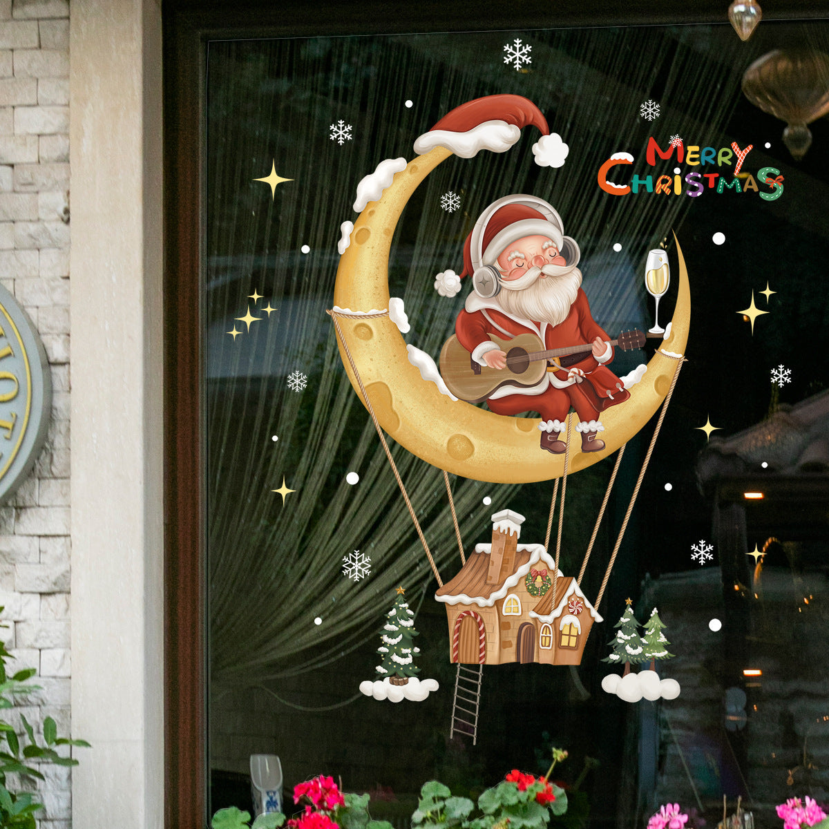 Christmas Stickers Glass Display Windows Christmas Decorations