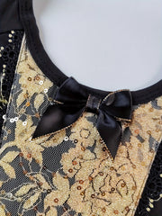 Cotton Ballet Leotard with Flower Embroidery Flutter Trim