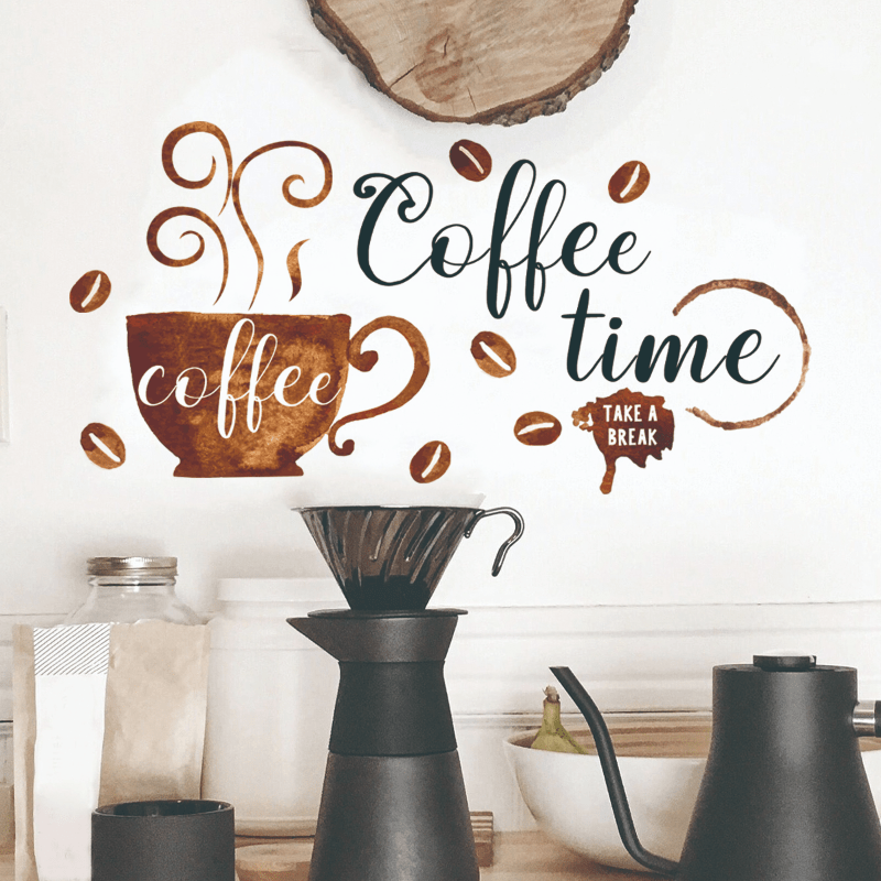 S Coffee Personality Wall Stickers Decorative For Living Room Kitchen Cafe