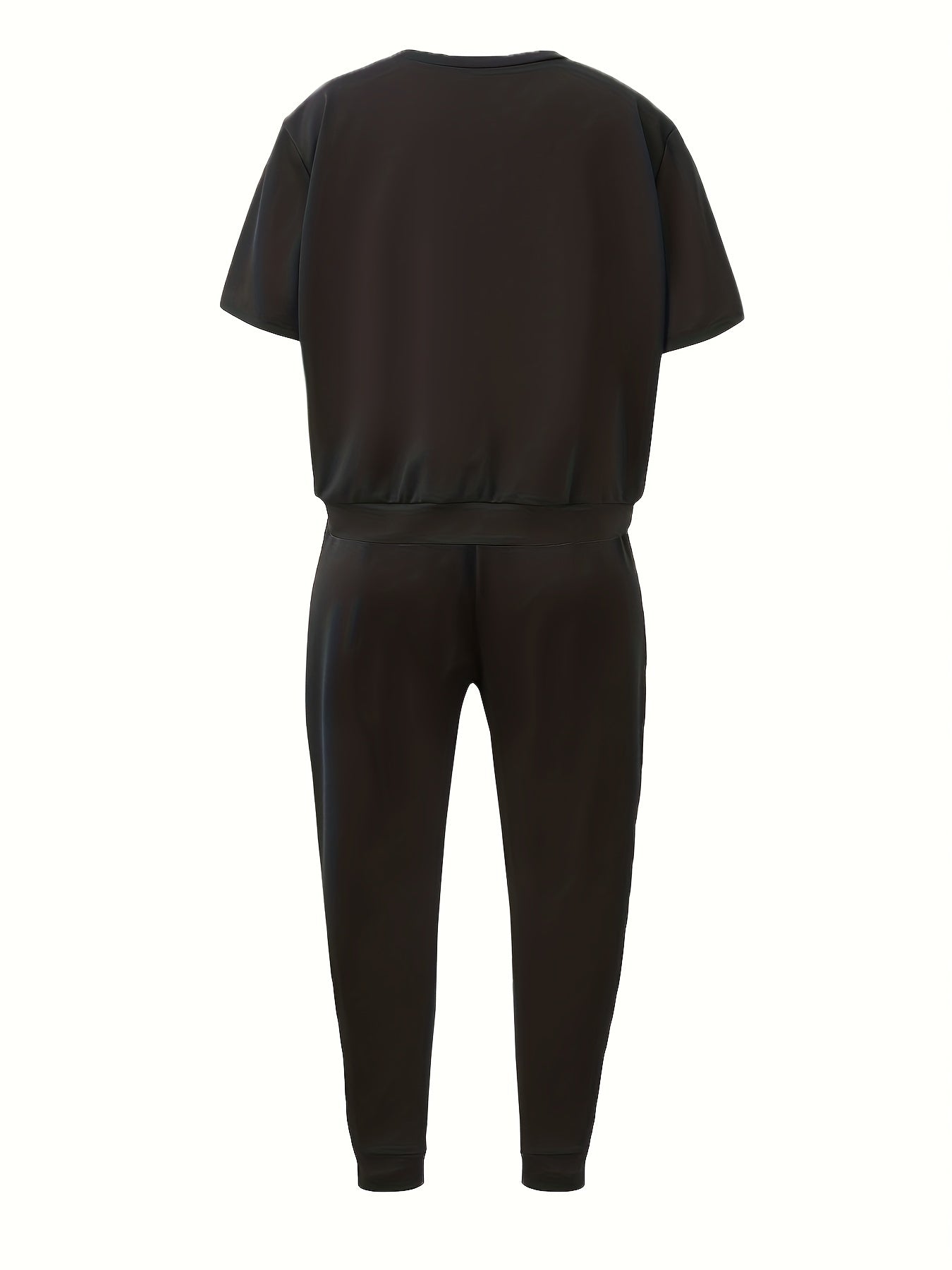 Love Print Short Sleeve Top & Pants Set Women's Plus Sport