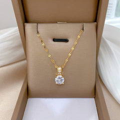 Rhinestone Necklace Collarbone Chain Stainless Steel Chain Party Jewelry