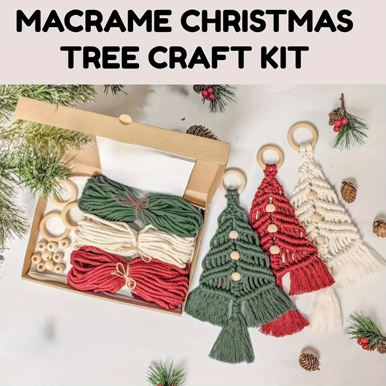 DIY Woven Christmas Tree Kit - Christmas Craft Gift - Hanging Decoration