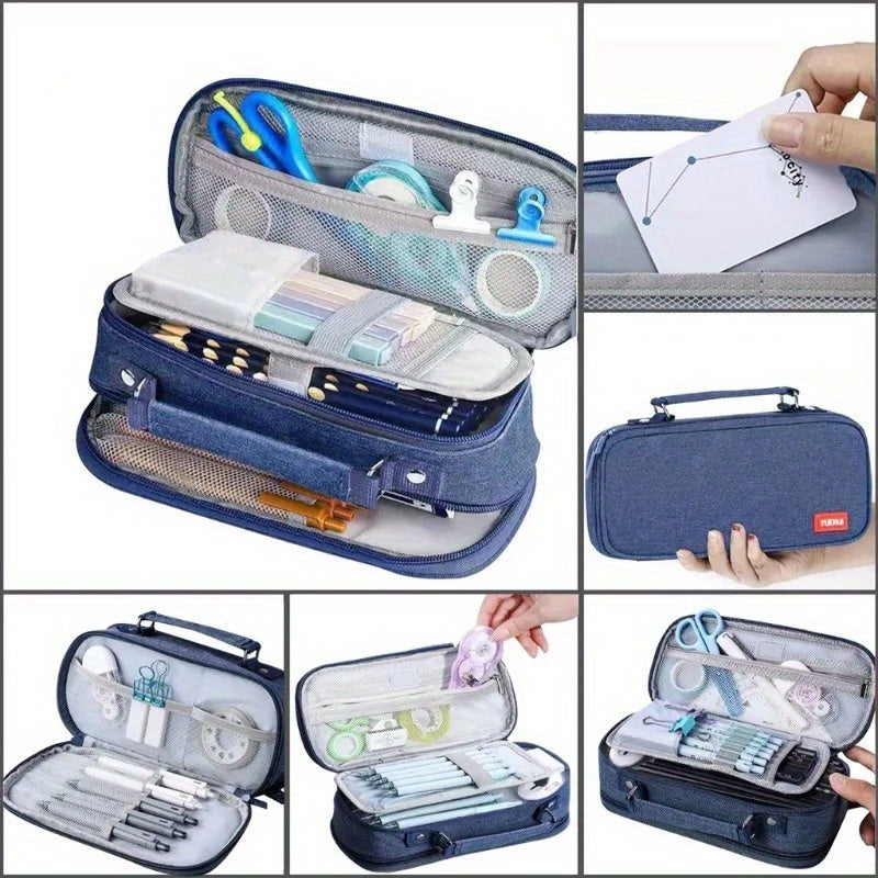 Double Layered Pencil Case for School with Large Capacity
