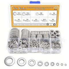 580pcs 304 Stainless Steel Flat Washers Set 9 Sizes Assortment