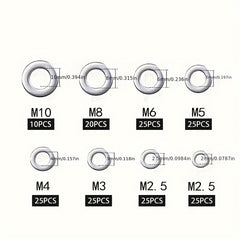 580pcs Stainless Steel Flat Washers Set 9 Sizes