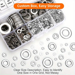 580pcs Stainless Steel Flat Washers Set 9 Sizes