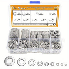 580pcs Stainless Steel Flat Washers Set 9 Sizes