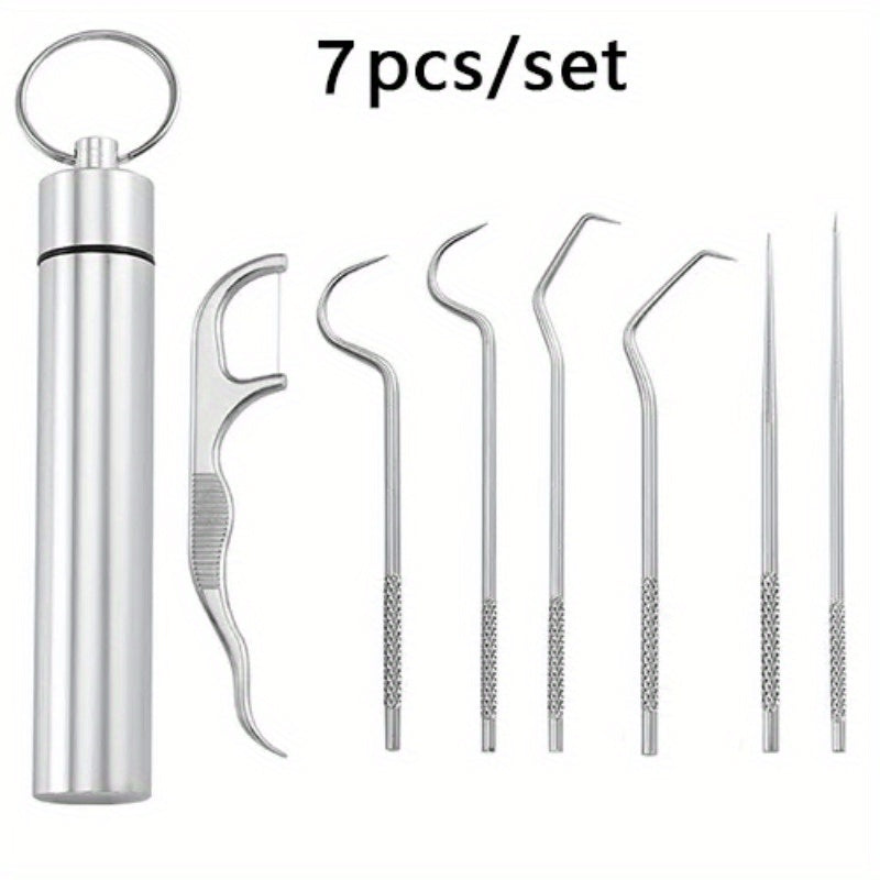 Stainless Steel Toothpick Set Tartar Cleaning Tools Dental Floss