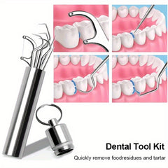 Stainless Steel Toothpick Set Tartar Cleaning Tools Dental Floss