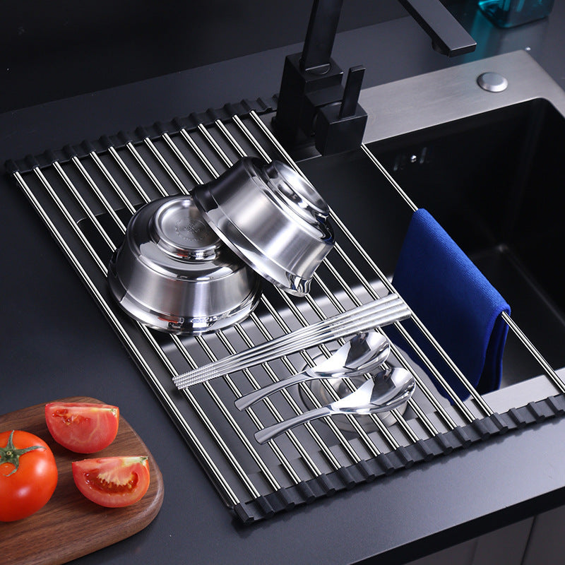 Stainless Steel Sink Drain Rack Foldable Storage Drying Rack
