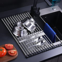 Stainless Steel Sink Drain Rack Foldable Storage Drying Rack