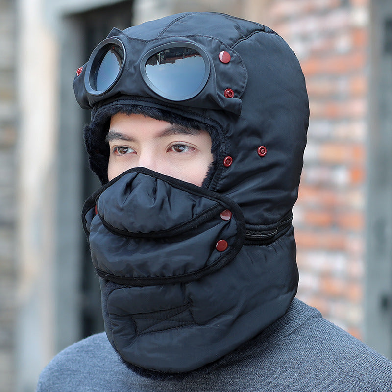 Winter Outdoor Sports Cycling Ski Hat with Glasses for Men and Women