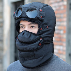 Winter Outdoor Sports Cycling Ski Hat with Glasses for Men and Women