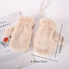 Thick Plush Mittens for Winter - Unisex Warm Gloves for Outdoor Activities