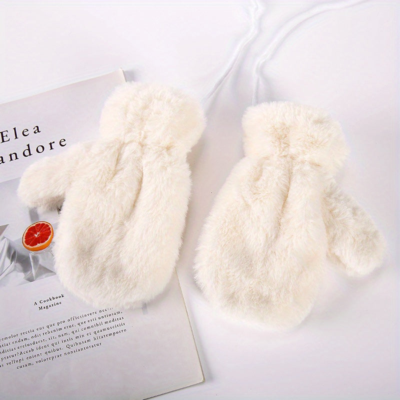 Thick Plush Mittens for Winter - Unisex Warm Gloves for Outdoor Activities