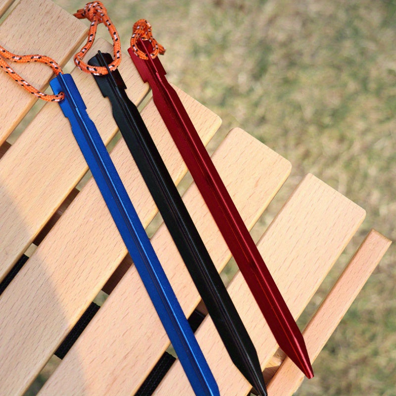 10pcs Aluminium Tent Stakes with Reflective Rope, Ground Nails for Camping