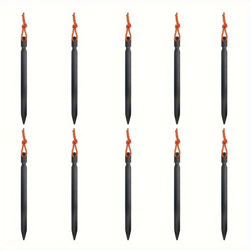 10pcs Aluminium Tent Stakes with Reflective Rope, Ground Nails for Camping