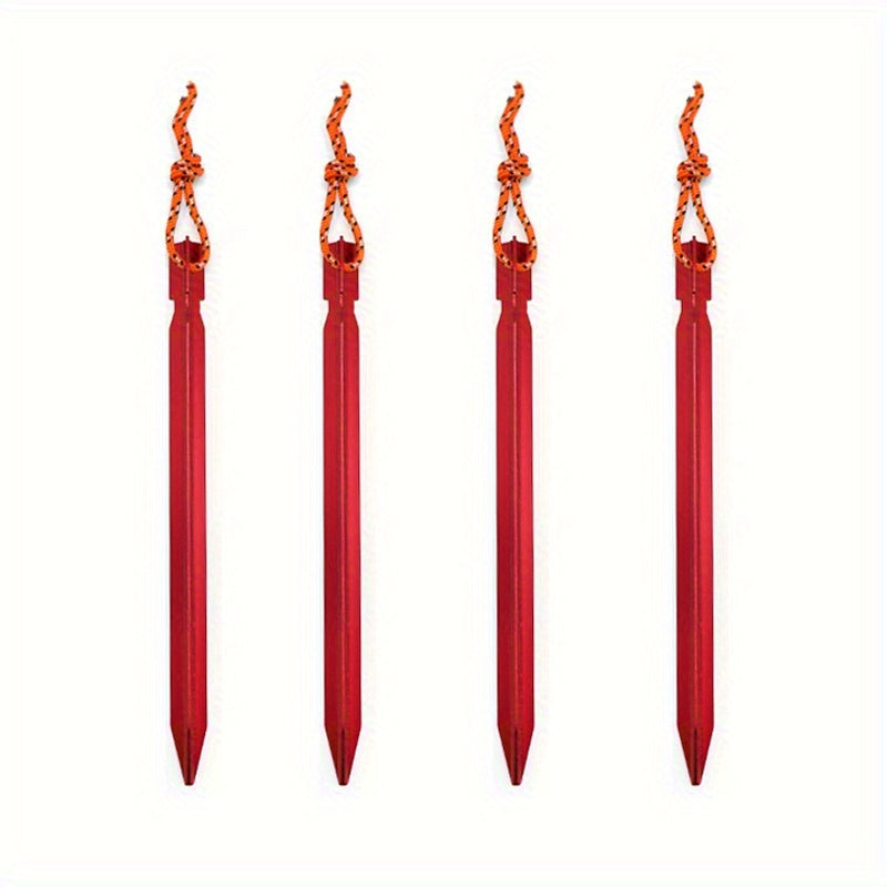 10pcs Aluminium Tent Stakes with Reflective Rope, Ground Nails for Camping