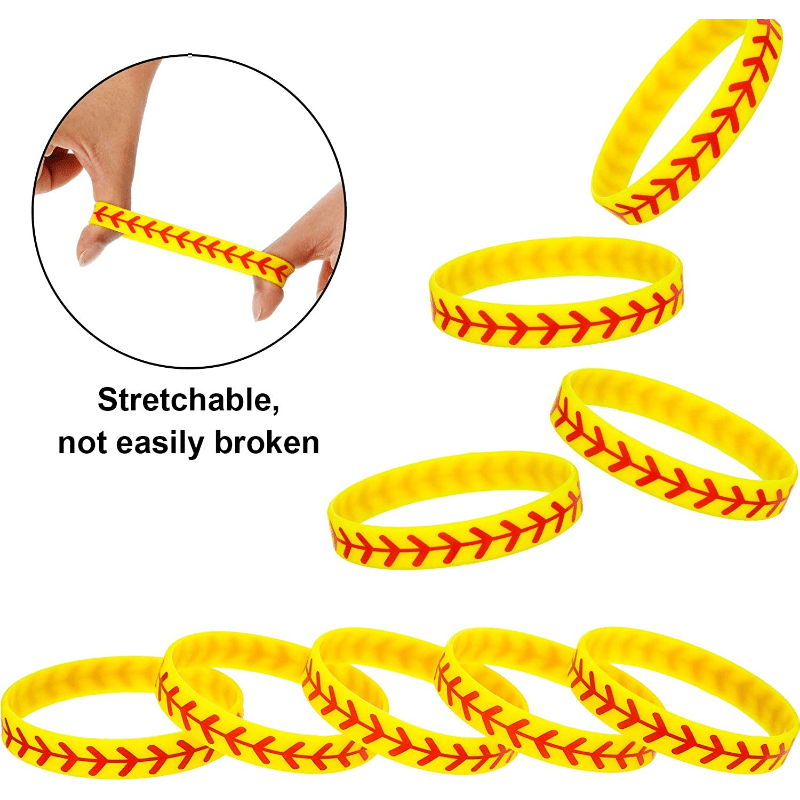 12 Pcs Softball Silicone Bracelet Sporty Rubber Bangle For Fans