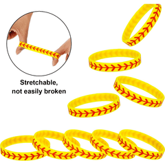 12 Pcs Softball Silicone Bracelet Sporty Rubber Bangle For Fans