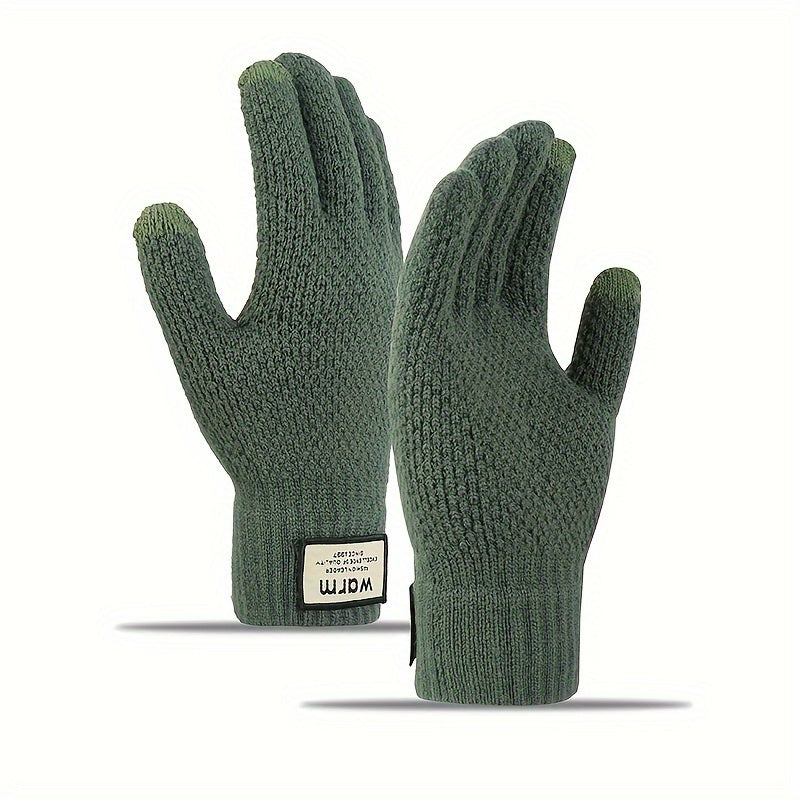 Men's Cycling Knit Gloves Warm Coldproof Winter Touch Screen Knitted Gloves