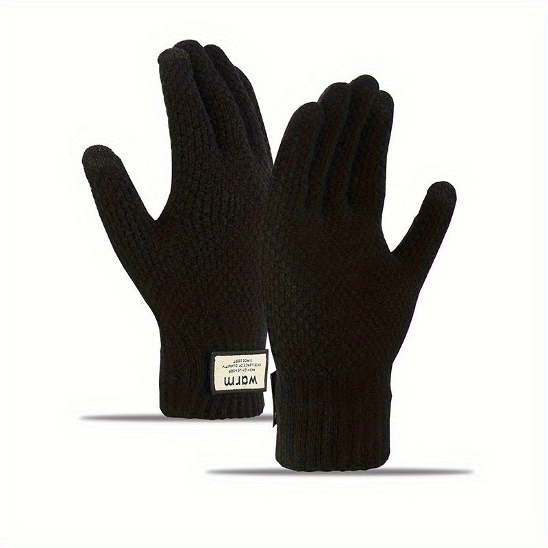 Men's Cycling Knit Gloves Warm Coldproof Winter Touch Screen Knitted Gloves