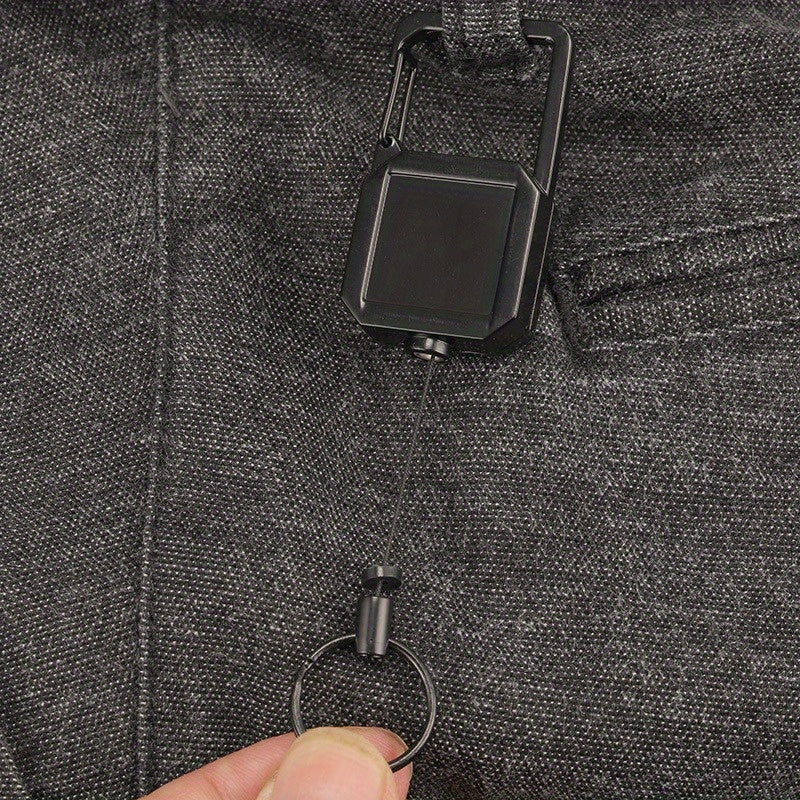 Metal Square Keychain Buckle Retractable Key Chain For Outdoor Camping