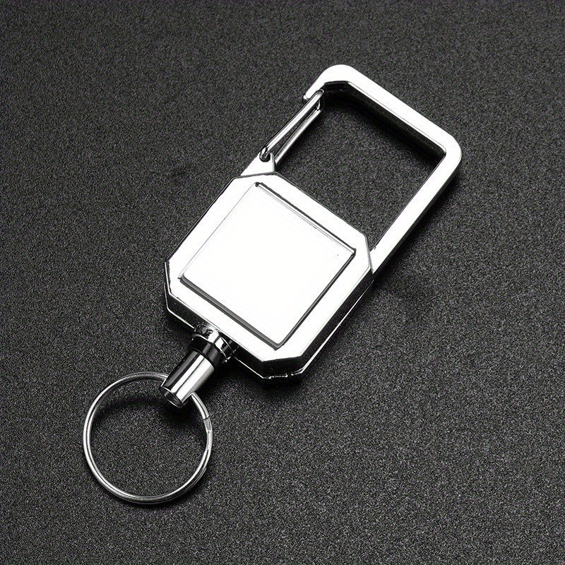 Metal Square Keychain Buckle Retractable Key Chain For Outdoor Camping