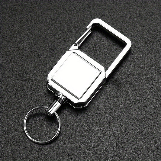 Metal Square Keychain Buckle Retractable Key Chain For Outdoor Camping
