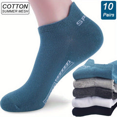 10 Pairs Men Breathable Cotton Ankle Socks Sports Casual Athletic