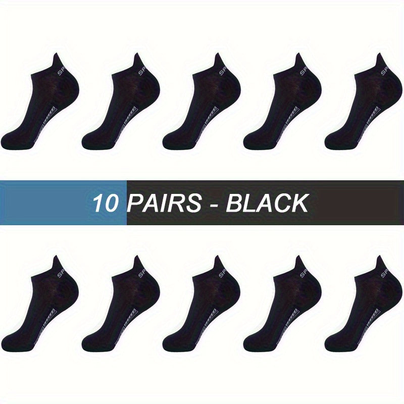 10 Pairs Men Breathable Cotton Ankle Socks Sports Casual Athletic