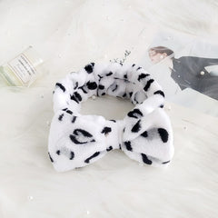 Leopard Print Bow Headband Elastic Hair Band for Face Washing