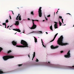 Leopard Print Bow Headband Elastic Hair Band for Face Washing