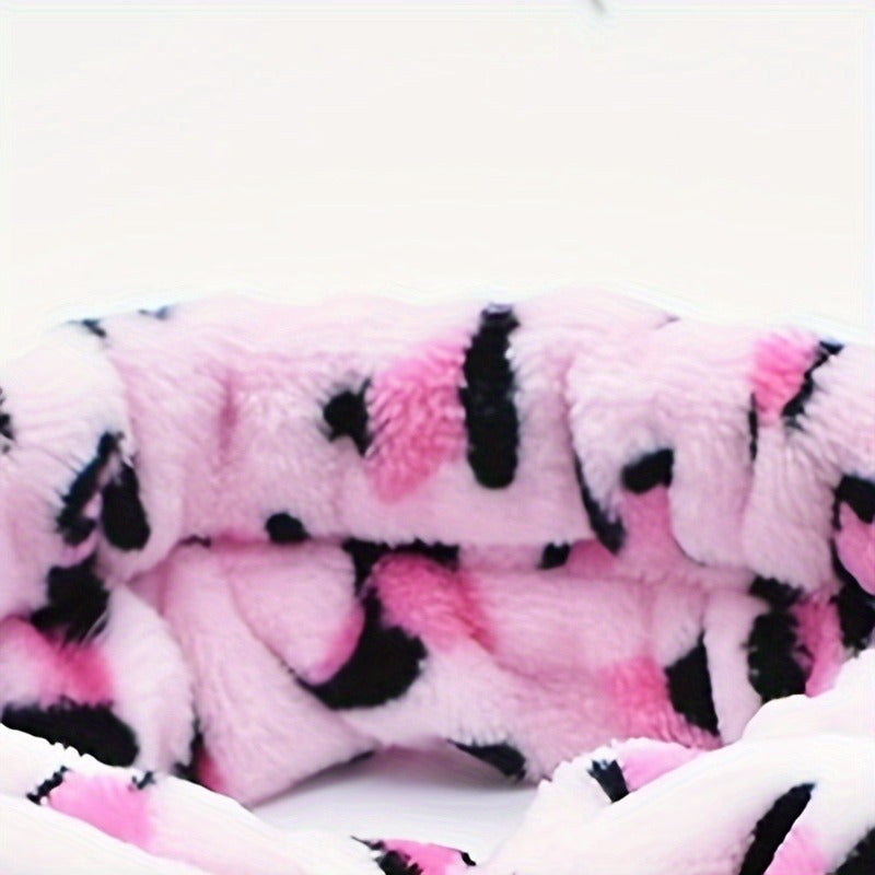 Leopard Print Bow Headband Elastic Hair Band for Face Washing