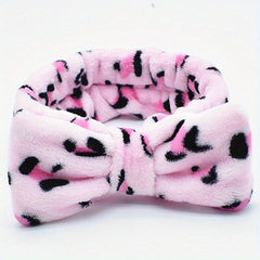 Leopard Print Bow Headband Elastic Hair Band for Face Washing