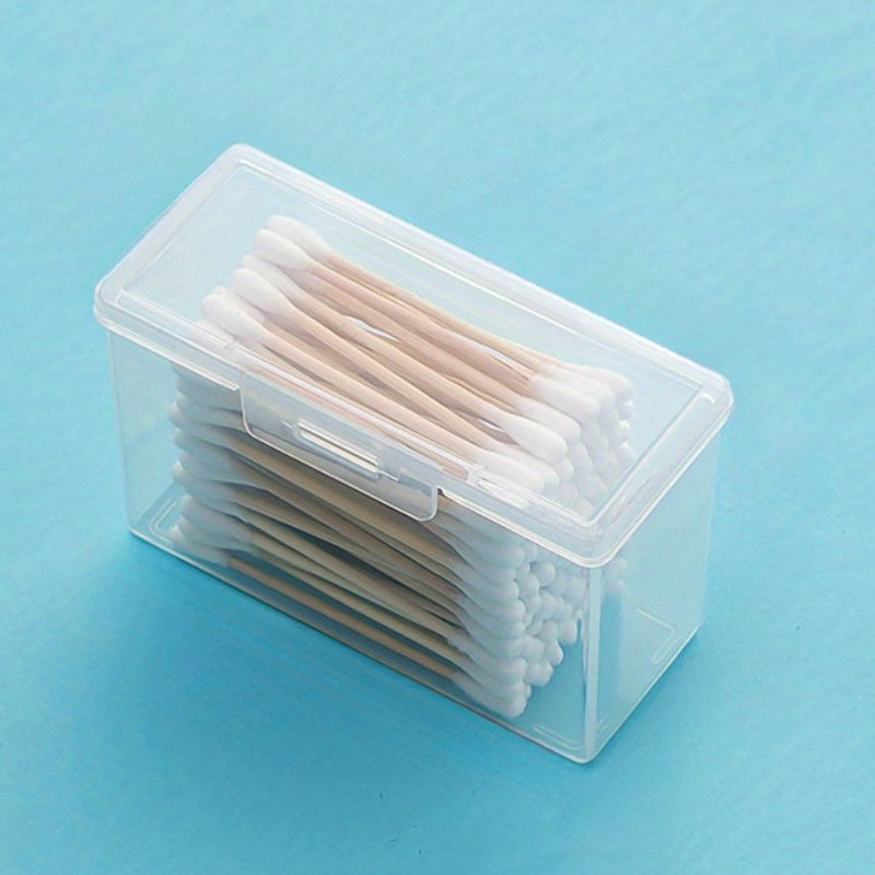 Clear Travel Storage Box Portable Organizer for Toothpicks Cotton Swabs