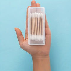 Clear Travel Storage Box Portable Organizer for Toothpicks Cotton Swabs